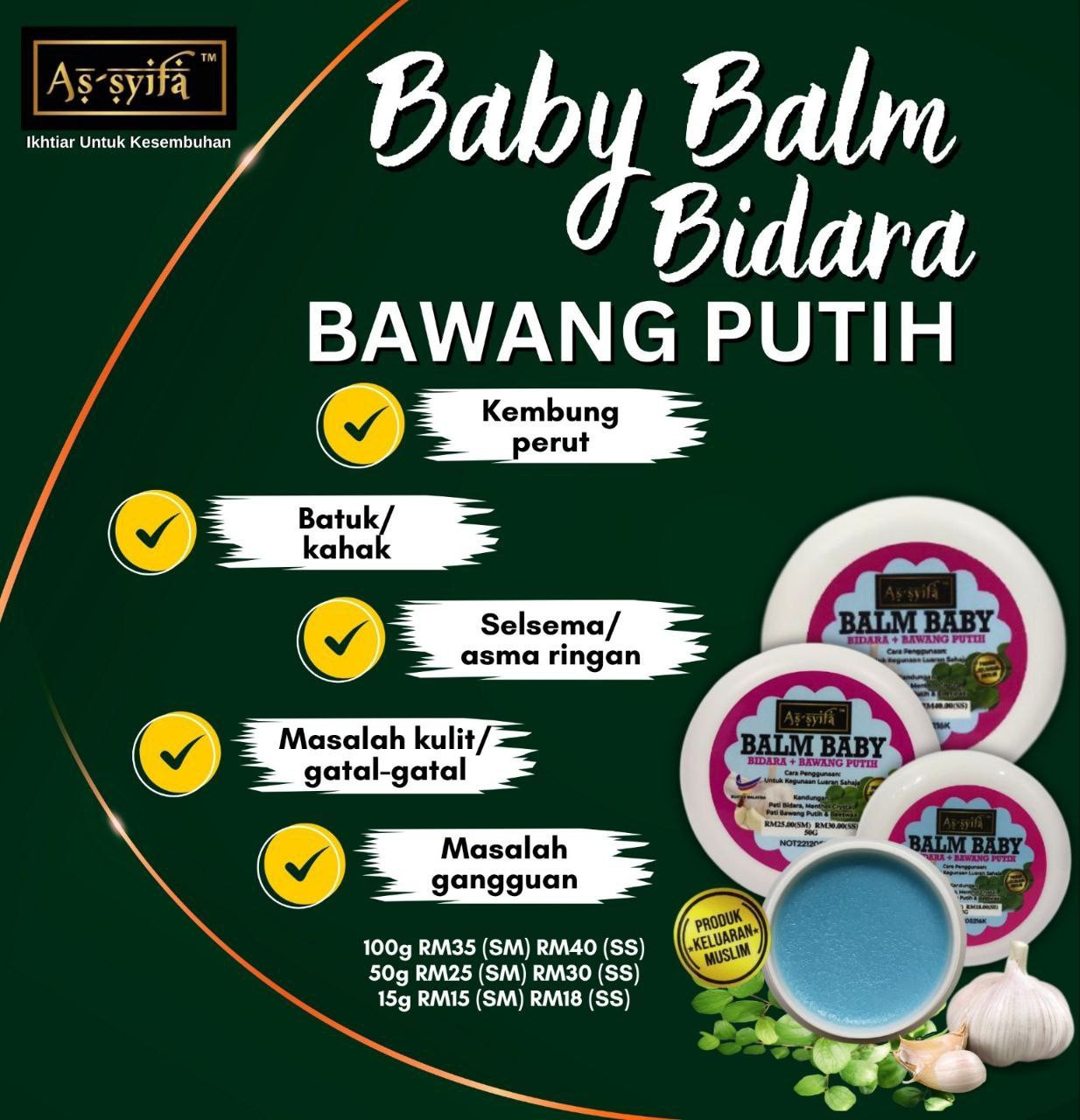 Balm Bidara Bawang Putih As-syifa Garlic Baby Balm Bayi