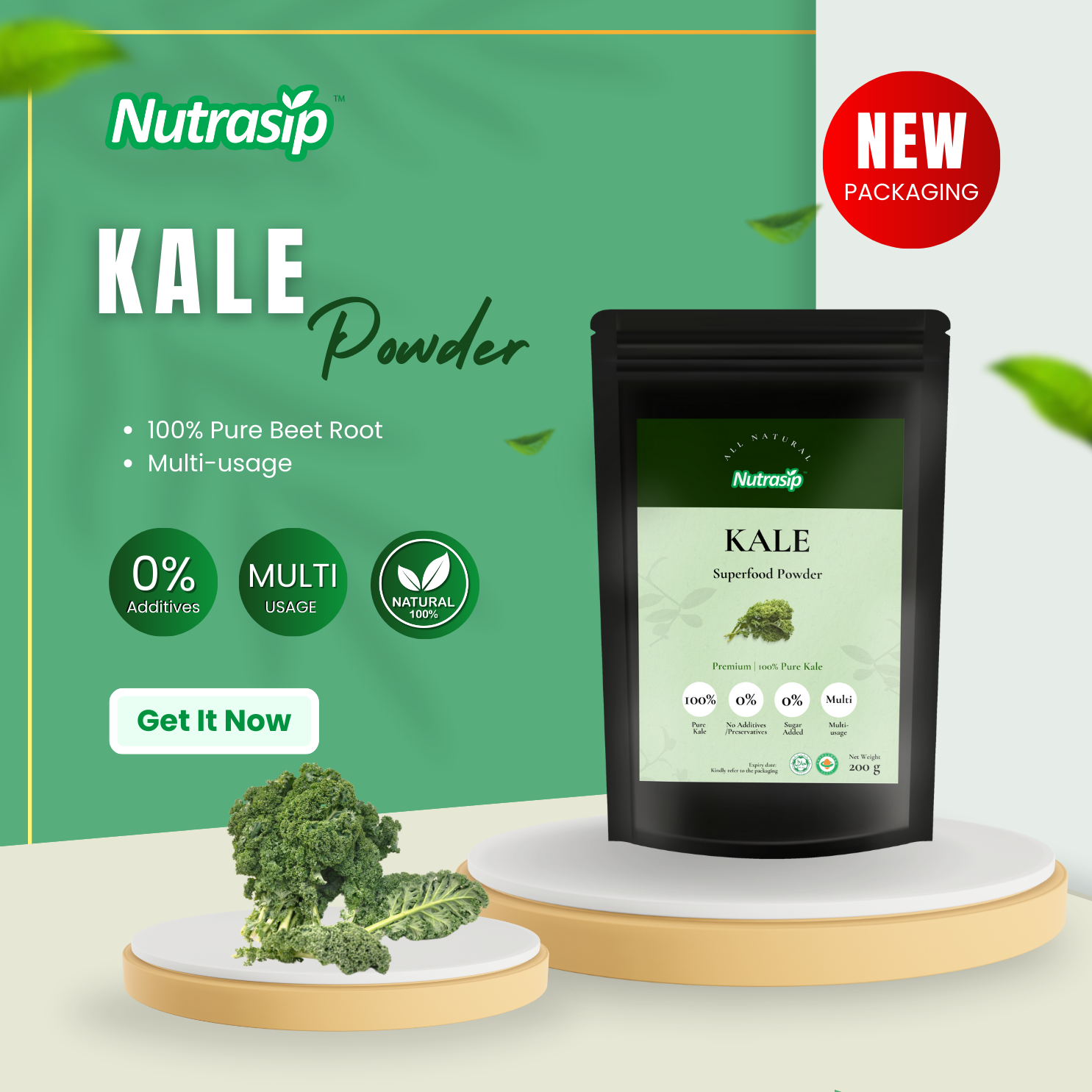 Nutrasip 200g Pure Kale Powder No premix Serbuk Kale