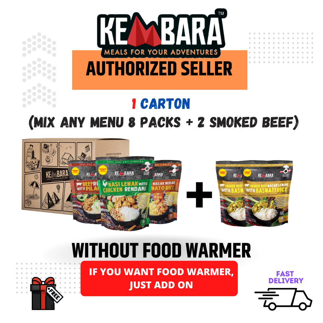 KEMBARA MEALS WITHOUT FOOD WARMER COMBO 10 MIX (3 beef rendang + 2 chicken rendang + 3 tomato rice + 2 smoked beef)