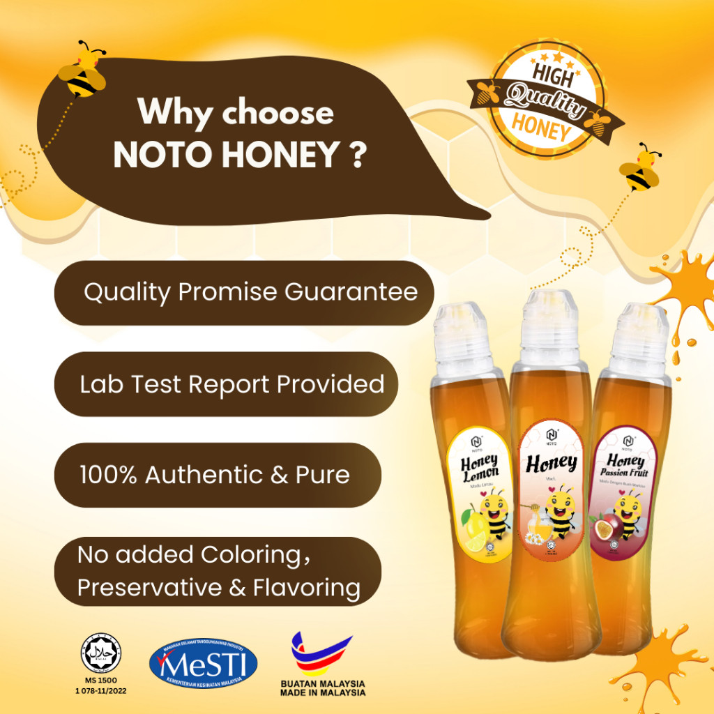 NOTO 100% Pure Multiflora Honey Madu Asli Health Beauty Food 380gm