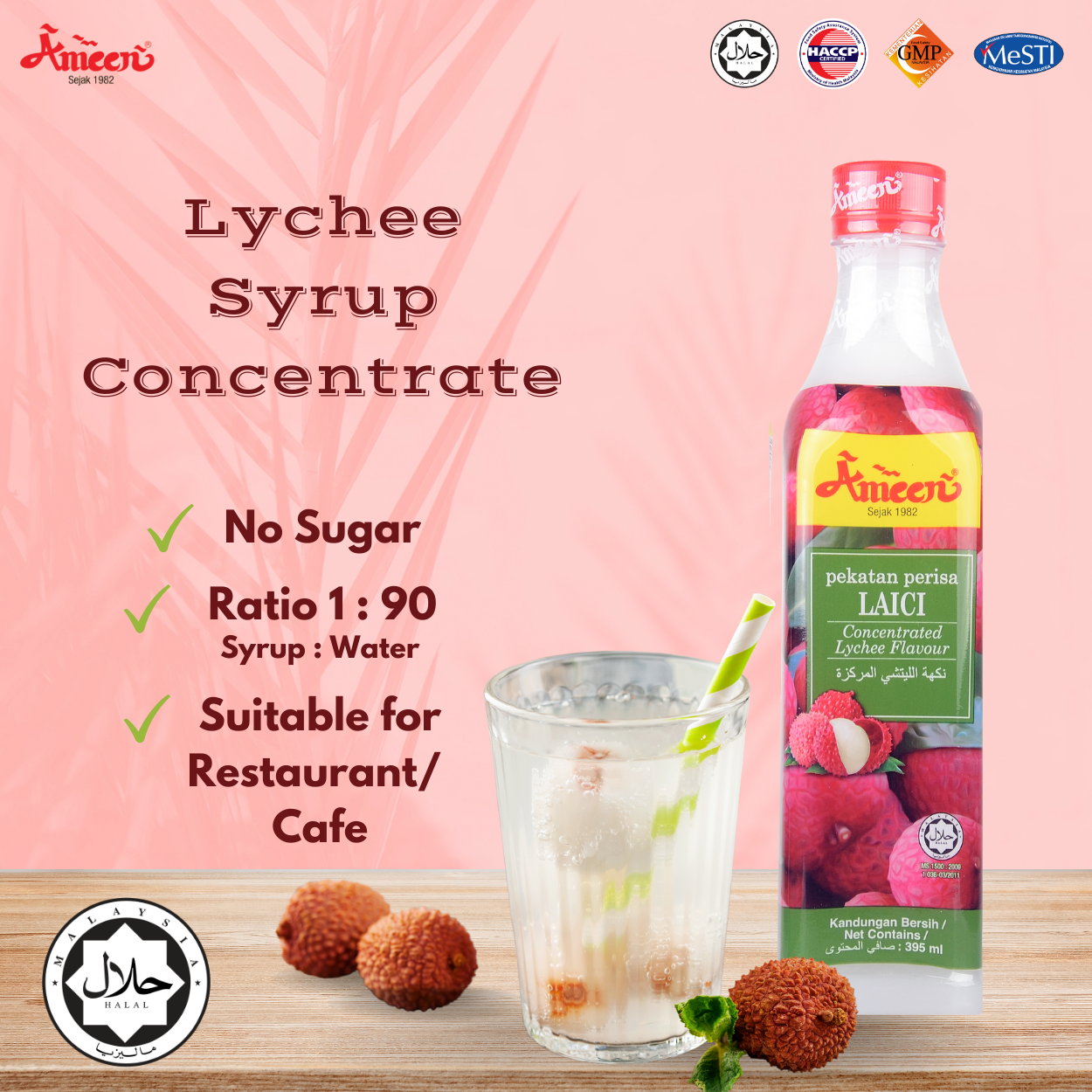 Ameen Pekatan Sirap Laici Pekat 395ml