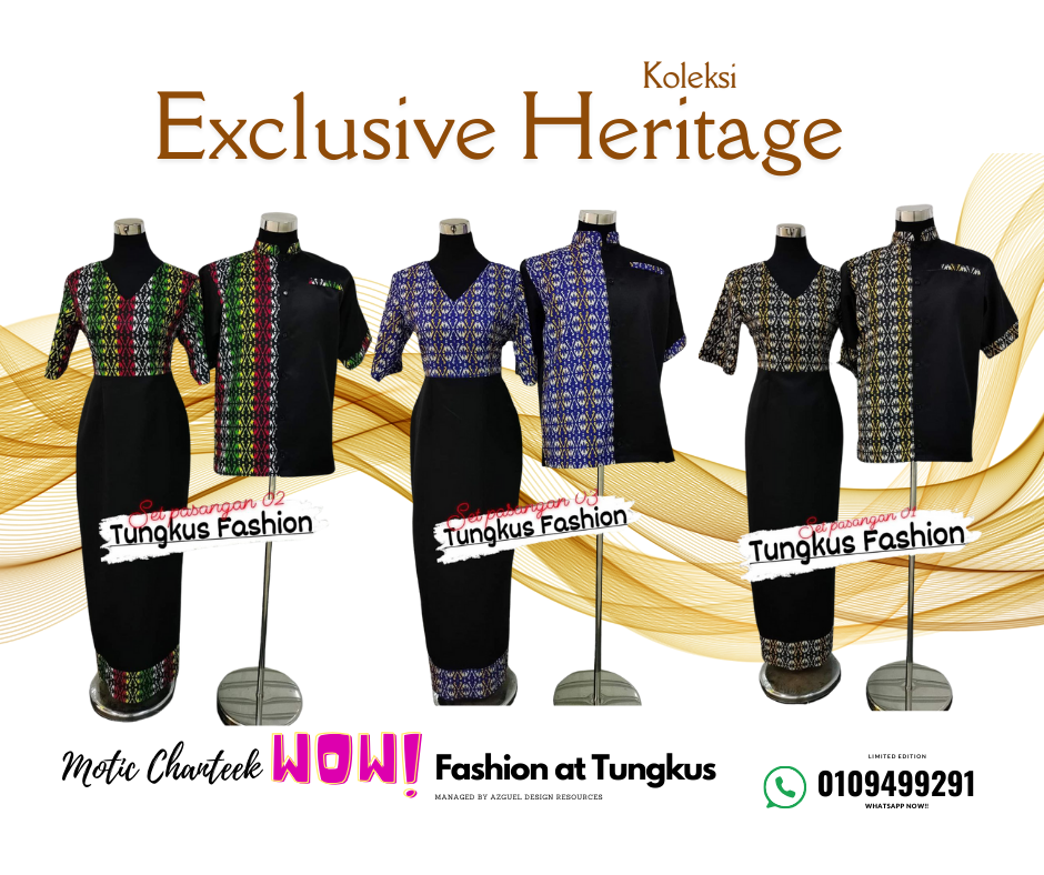 Set B Pakaian Lelaki & Perempuan - Motif Sabah (Kain Chanteek)