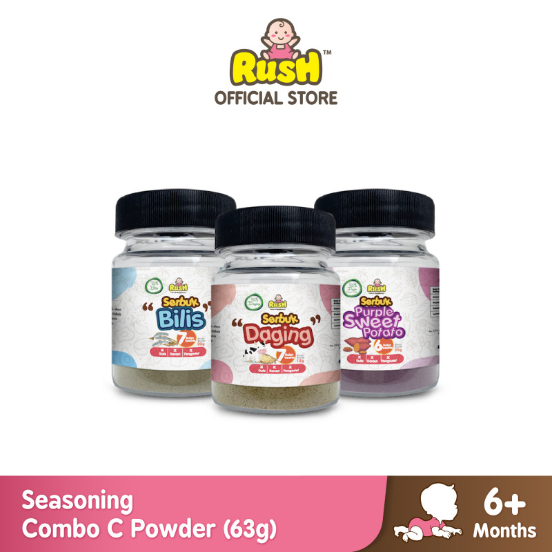 Rush Baby Seasoning Powder Combo C (Anchovies 20g, Meat 18g, Purple Sweet Potato 25g)
