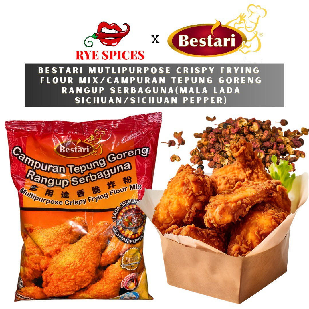 BESTARI Multipurpose Crispy Frying Flour Mix/Campuran Tepung Goreng Rangup Serbaguna (Mala Lada Sichuan/Sichuan Pepper) (520g)