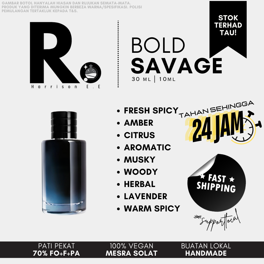 Harrison - Bold Savage 30ML Long Lasting Perfume Tahan Lama
