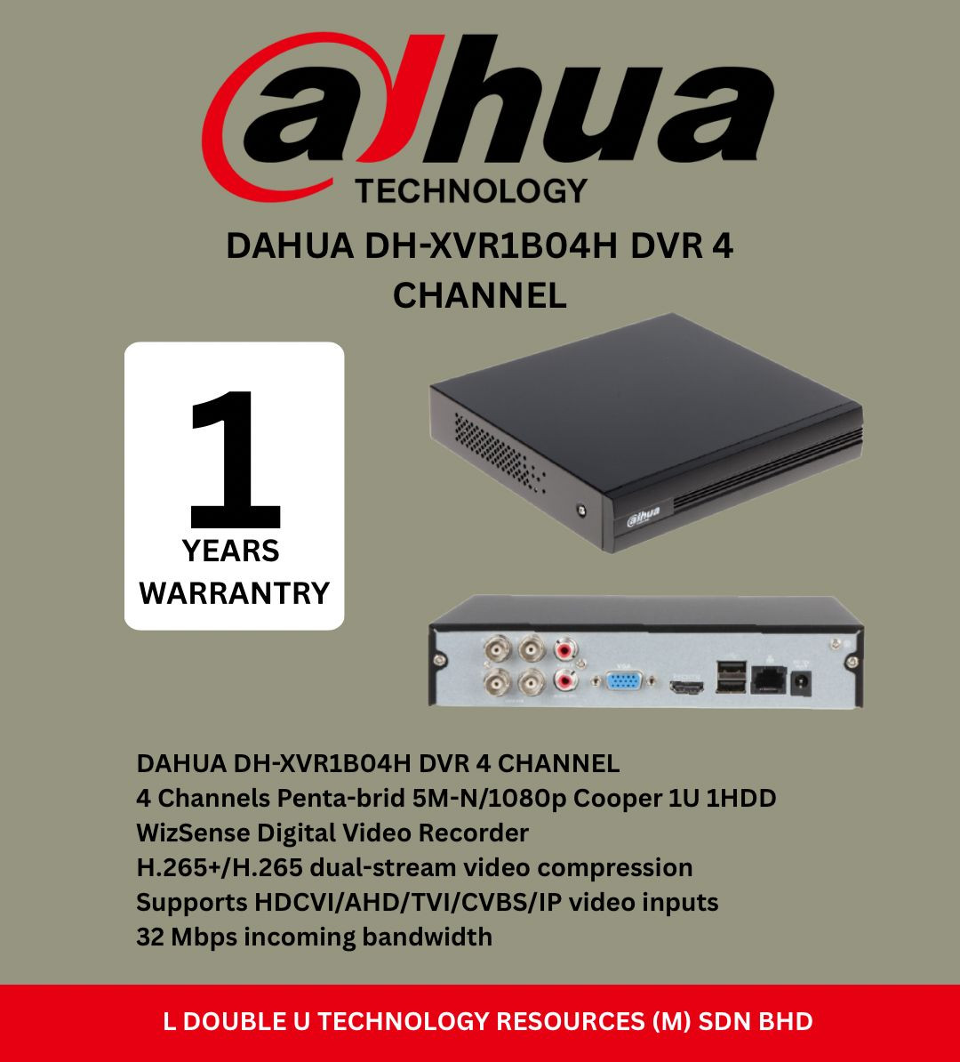 DAHUA DH-XVR1B04H-I DVR 4 CHANNEL