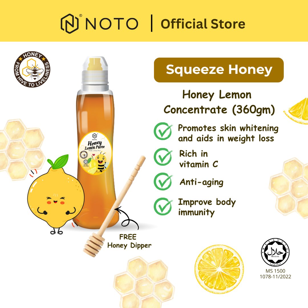 NOTO Plastic Bottle Premium Honey - Lemon Madu Perisa Lemon (370g x 1)