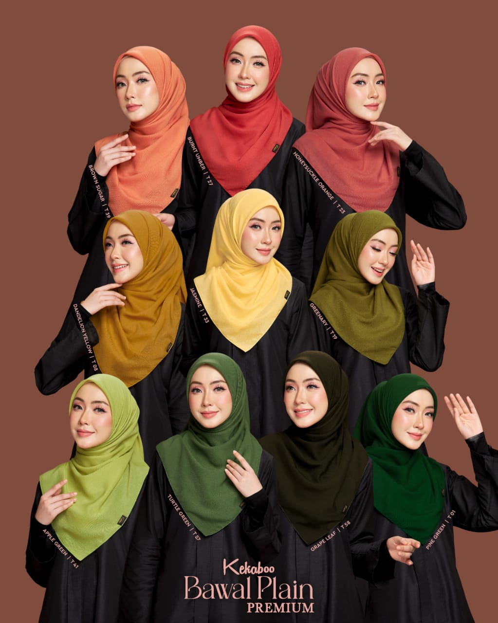 TUDUNG BAWAL KEKABOO PLAIN