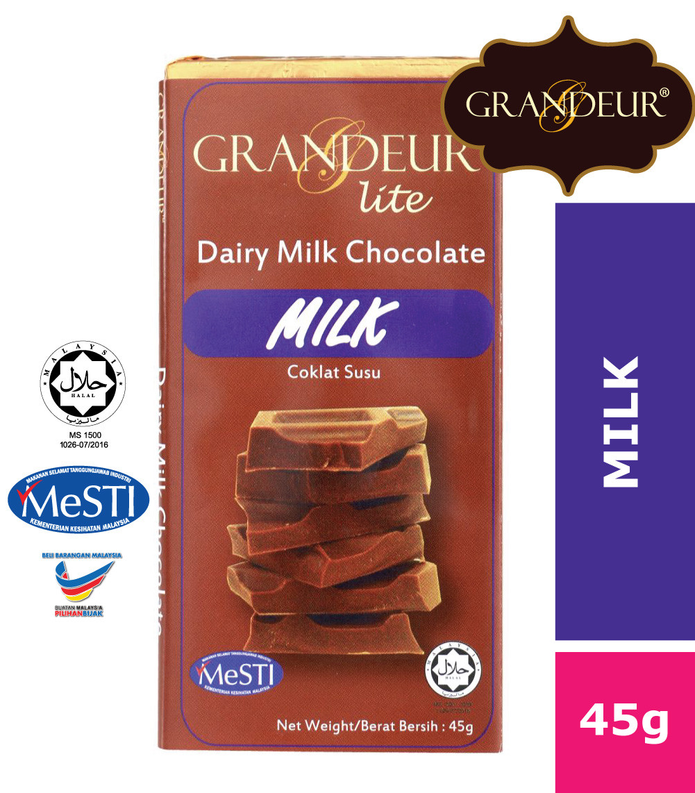 GRANDEUR Milk Chocolate Bar 45g Coklat Langkawi Murah Borong Halal Viral Sedap Borong