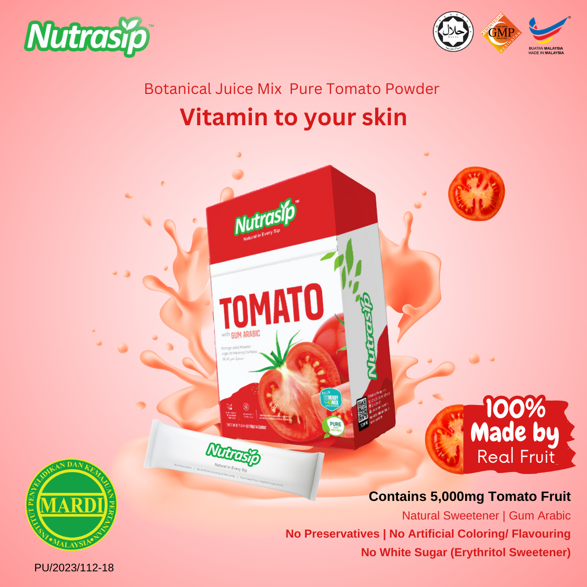 Nutrasip Tomato Powder botanical drink Nutrasip Serbuk Minuman Campuran Tomato