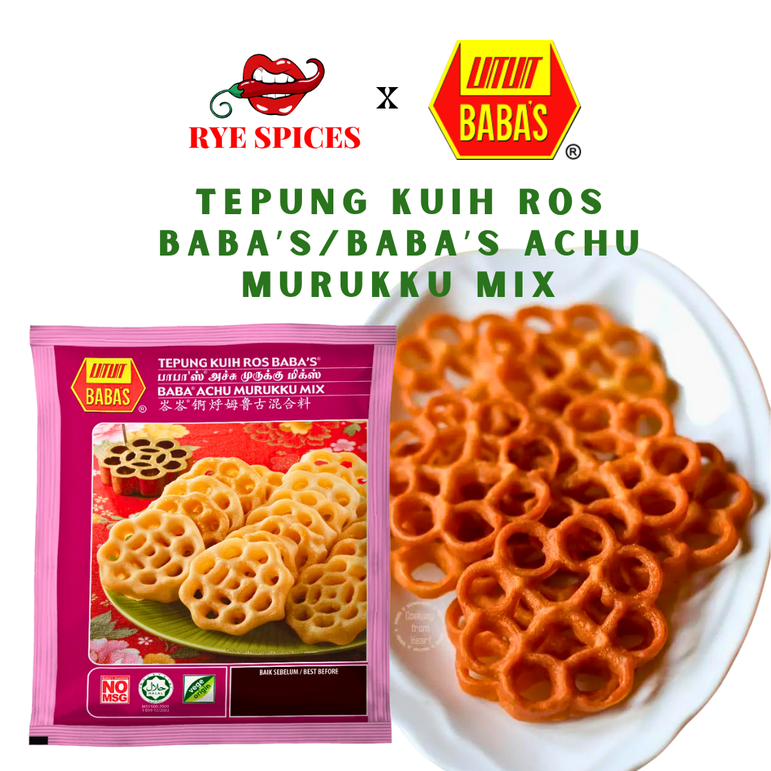 Baba's Achu Murukku/Tepung Kuih Ros Baba's 500g Halal. Deepavali Stock. Expiry: 31/03/2025