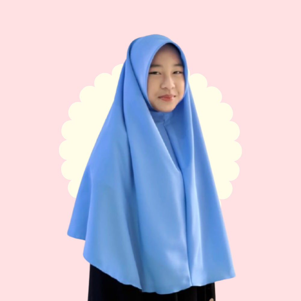tudung labuh biru pengawas