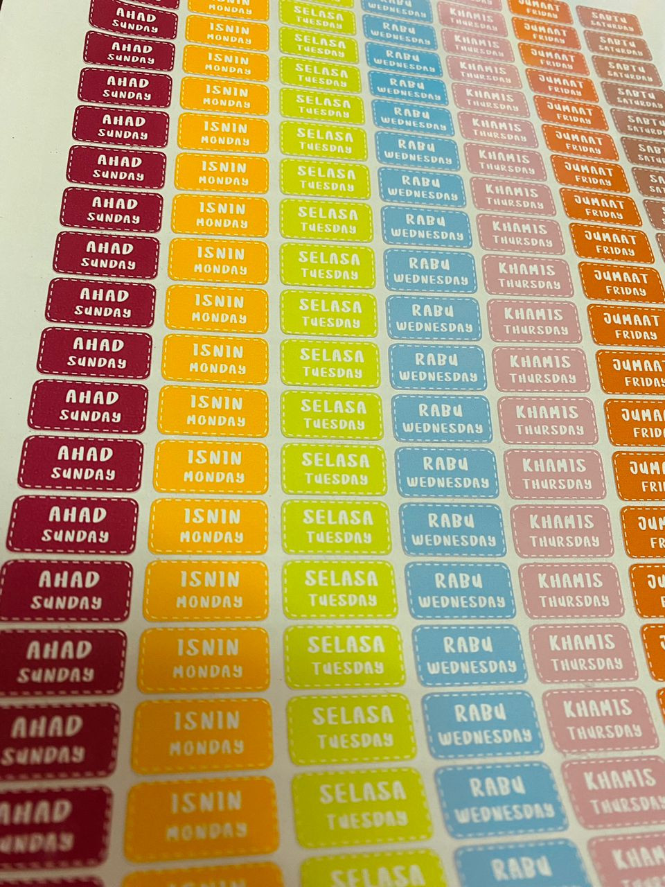 STICKER NAMA/JADUAL/HARI
