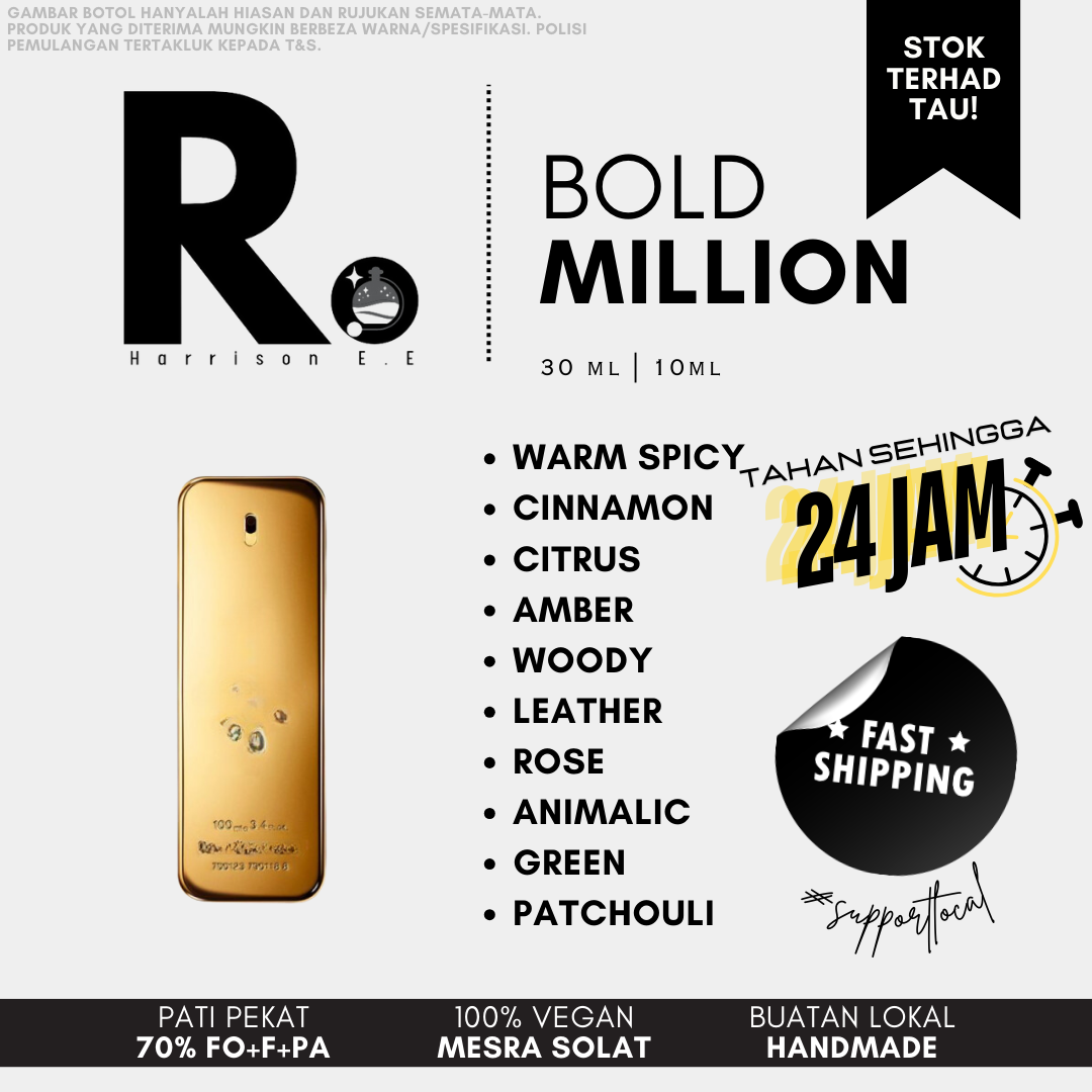 Harrison - Bold Million 30ML Long Lasting Perfume Tahan Lama