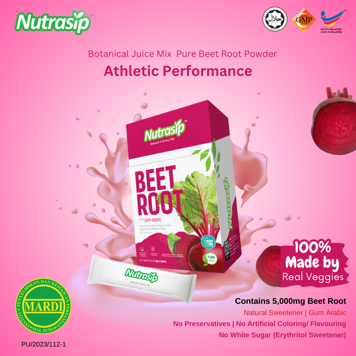Nutrasip Beet Root Powder botanical drink Nutrasip Serbuk Minuman Campuran Ubi Bit