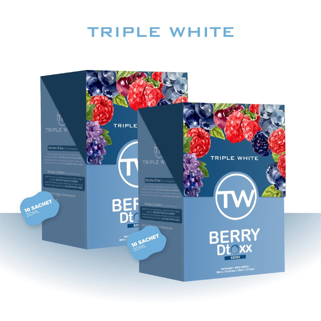 (Buy 2) Berry Dtoxx by Triple White - Burn Fats & Detox (10 Sachets x 20 ml)